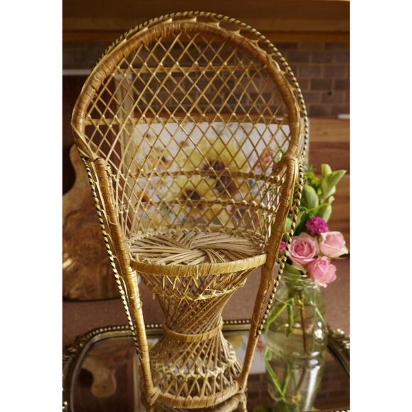 Vintage Wicker Peacock Plant Stand/ Doll Chair - Small - Picture 7 of 7